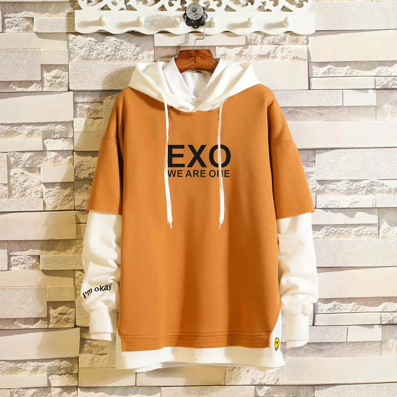 Harajuku модные негабаритные толстовки с капюшоном EXO Kpop Толстовка EXO WE ARE ONE K Pop одежда пуловеры топы хип хоп Уличная 5XL - Цвет: orange 1