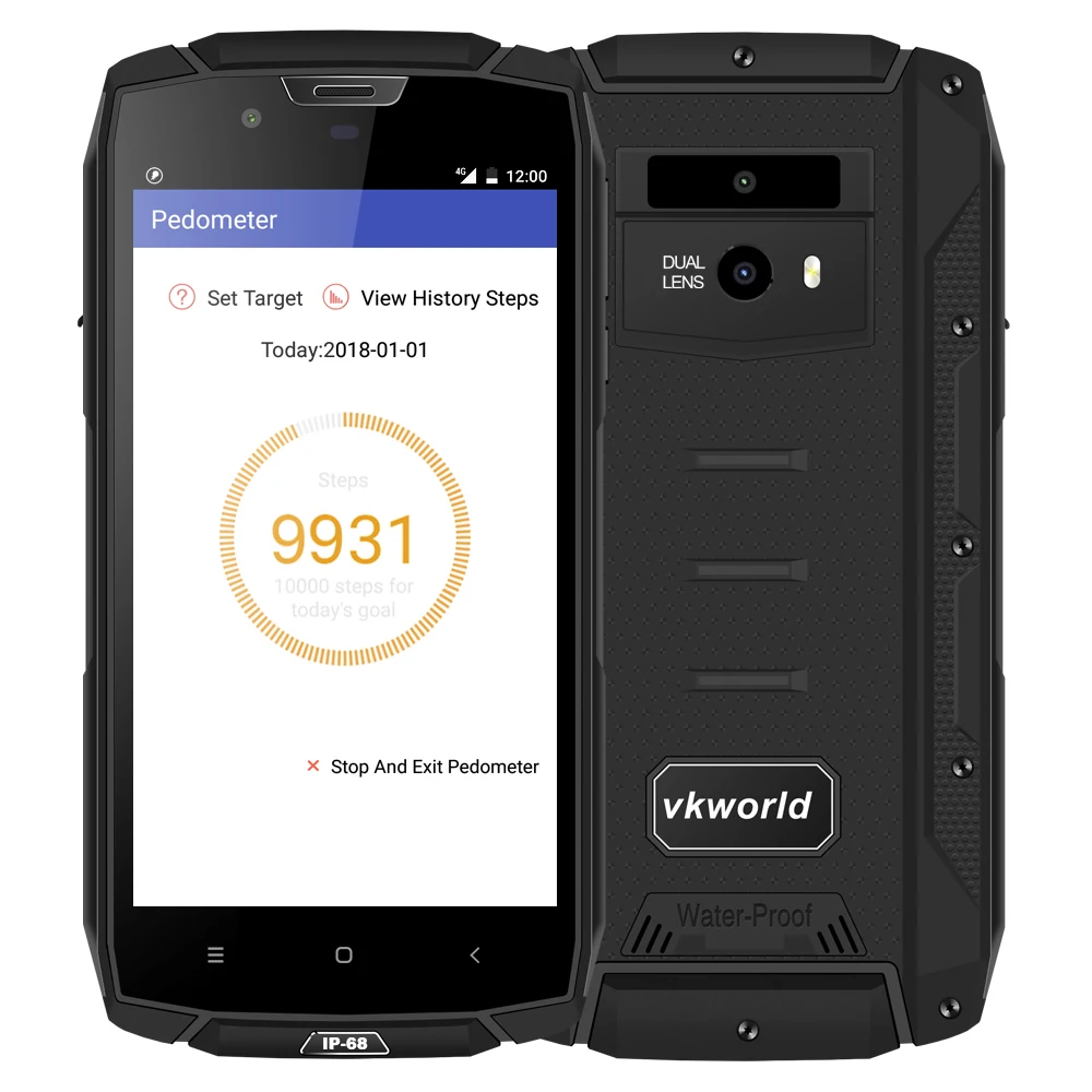 Vkworld VK7000 Face ID IP68 водонепроницаемый ударопрочный смартфон 5," 4 Гб ОЗУ+ 64 Гб ПЗУ OTG 16 Мп+ 13 МП 5600 мАч отпечаток пальца 4G сотовый телефон