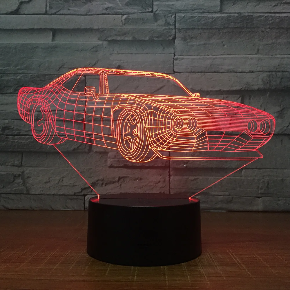 Супер Автомобильная настольная лампа 7 цветов изменяющаяся 3d новинка