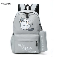 anime japan neko atsume cat backyard cartoon canvas travel shoulder bag schoolbag backpack rucksacks for teenagers boys girls