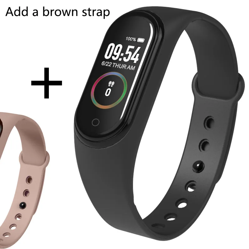 M4C add brwon strap Smart Bracelet IP67 Waterproof Fitness Tracker Band Blood Pressure Heart Rate Monito Sleep monitoring Smart Wristband - Цвет: M4C add brwon strap