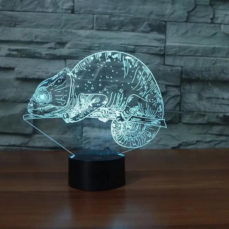 Ночник для спальни подарок хамелеон Led креативный 3d ночник милый мультфильм