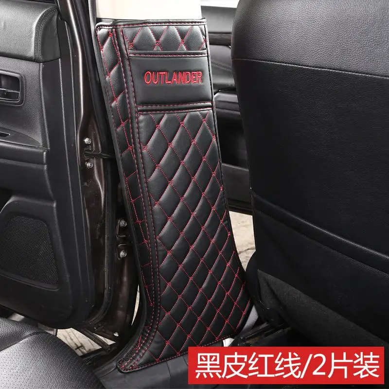 В форме автомобиля из микрофибры анти-kick пластина анти-игровой коврик для Mitsubishi Outlander 2013- 2 шт./компл. покрытой качественным чехлом - Название цвета: Красный