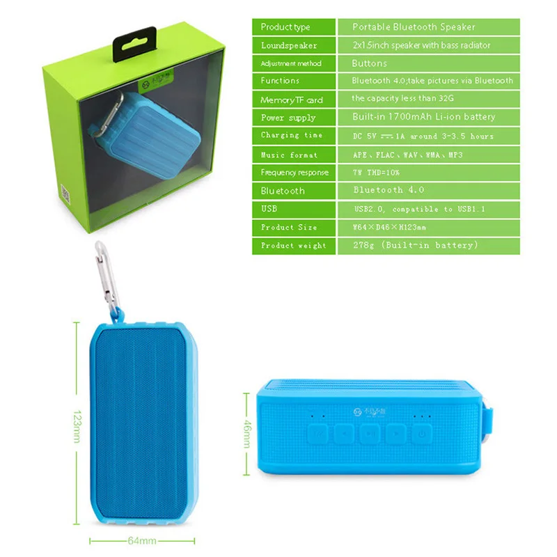 AABB-See Me Here Bv370 открытый беспроводной Bluetooth динамик 4 0 сабвуфер Водонепроницаемая