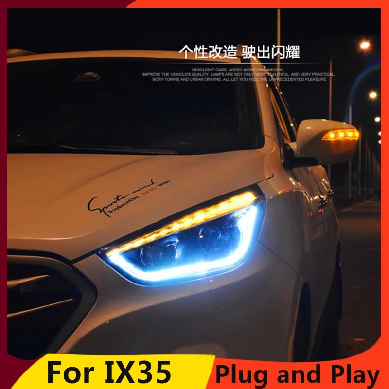 KOWELL автомобильный Стайлинг 2010 2011 2012- Головной фонарь для hyundai IX35 фары Tuscon светодиодный фары светодиодный DRL Биксеноновые линзы