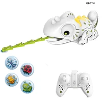 eboyu 777 618 rc robotic chameleon toy with multi colored led lights and bug catching action rc robot hungry chameleon pet toy