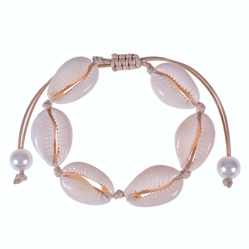 HIYONG натуральный Каури в виде ракушки браслет ручной работы Регулируемый Boho ракушка браслет/ножной браслет пляжные украшения Подарки для женщин девочек