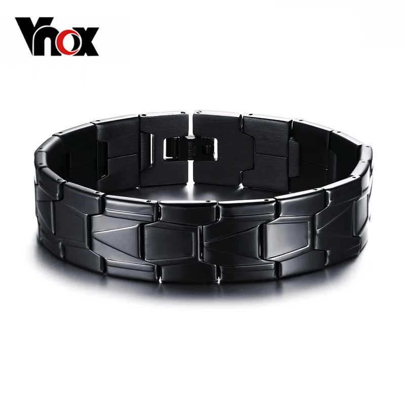 Vnox Нержавеющая сталь Для мужчин ювелирные изделия черный Цвет браслет панк