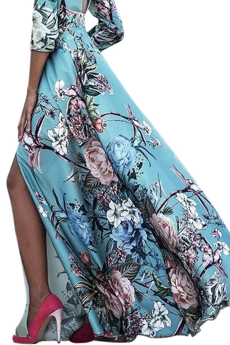Офисное женское модное сексуальное богемное пляжное платье с цветочным принтом