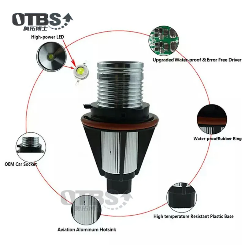 OTBS 1 комплект 2*6 Вт 12 светодиодный высокой мощности 6000 К угол глаз галогенный