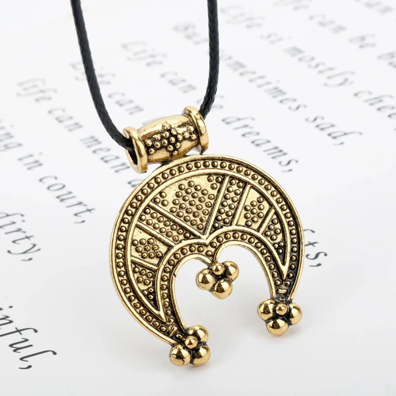 Viking Aegishjalmur, амулет, ожерелье, ювелирное изделие, трикорн, лунула, защитный полумесяц, нордическая подвеска, ожерелье, с цепочкой, аксессуары