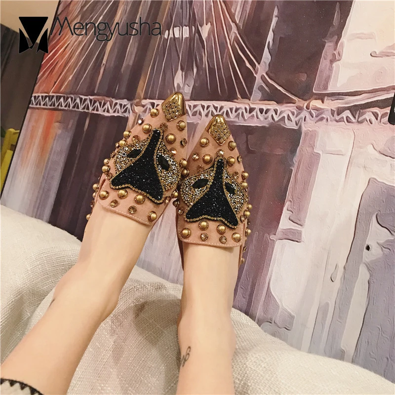 С принтом Лиса bling теплые тапочки mujer шлепанцы со стразами Сезон лето с