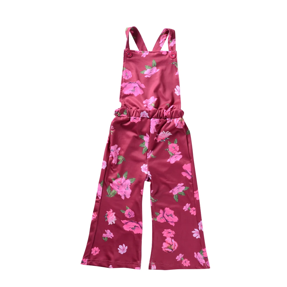 

Lastest Beautiful Children Girls Sleeveless Kleding Floral Suspender Pants Rose Red Jumpsuit Lucky Kids Clothes