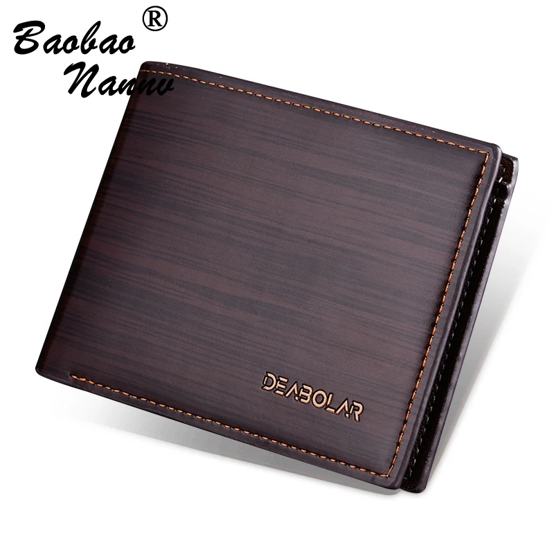 Модные кожаные короткие мужские кошельки высокого качества синего и кофейного