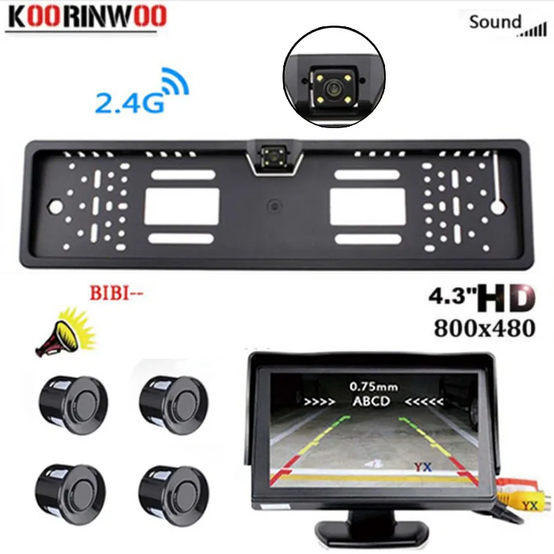 Koorinwoo HD рамка для номерного знака ЕС Датчики парковки Автомобильная камера