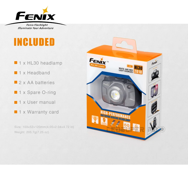 Fenix HL30 Cree XP-G3 Белый светодиодный и Nichia красный светодиодный высокоэффективный налобный фонарь с батареями АА