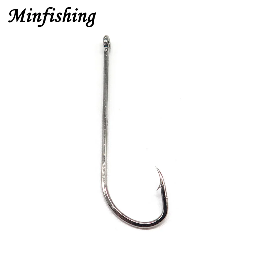 Minfishing 100 шт длинный рыболовный крючок из высокоуглеродистой стали черный никель