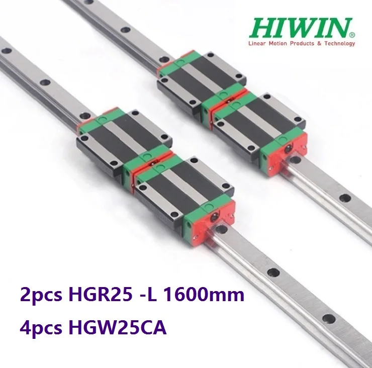 2шт HIWIN Rail HGR25-L 1600 мм линейная направляющая+ 4 шт. HGW25CA HGW25CC фланцевые блоки каретки для ЧПУ