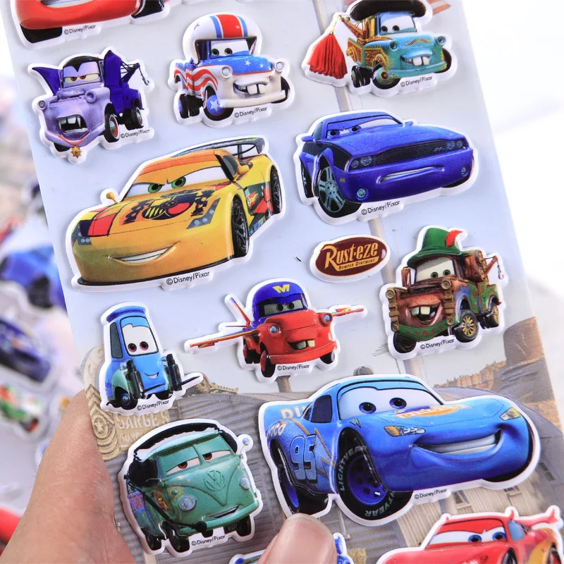 Disney Classic toy PVC new 3D Lightning McQueen car mobilization kindergarten reward stickers removable stickers murals Toys