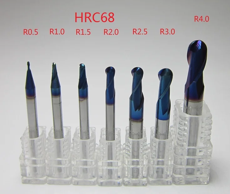 HRC68 R0.5-R4.0 set 7 шт. карбидные сферические Концевые Фрезы с ЧПУ резцы для фрезы диаметром 1 мм-8 мм для работы по металлу 45HRC 55HRC 58HRC 62HRC 68HRC - Длина режущей кромки: HRC68 R0.5-R4.0 set