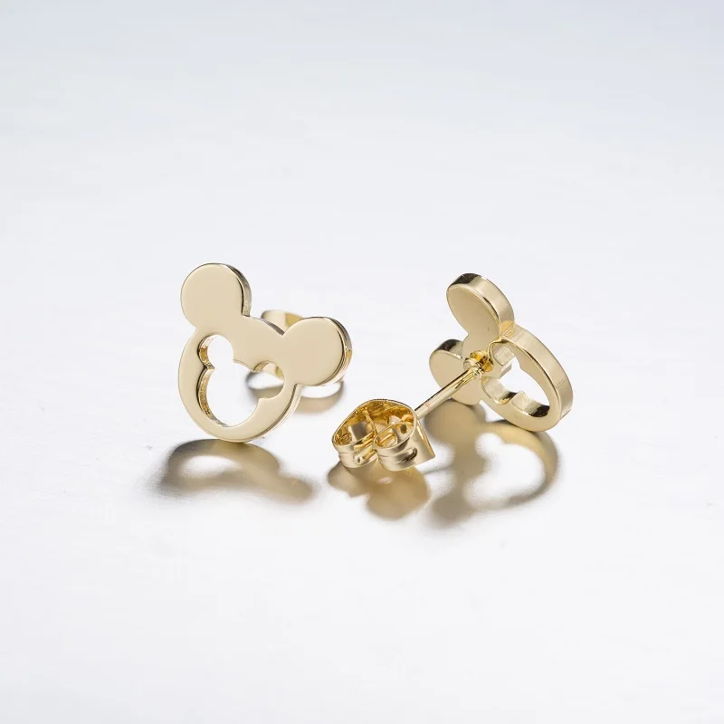 Gold Earrings Yiustar модные милые хрустальные серьги-гвоздики с Микки Маусом для женщин и девочек, блестящие CZ циркониевые серьги «Микки Маус», детские Персонализированные серьги-гвоздики - Окраска металла: Gold Earrings