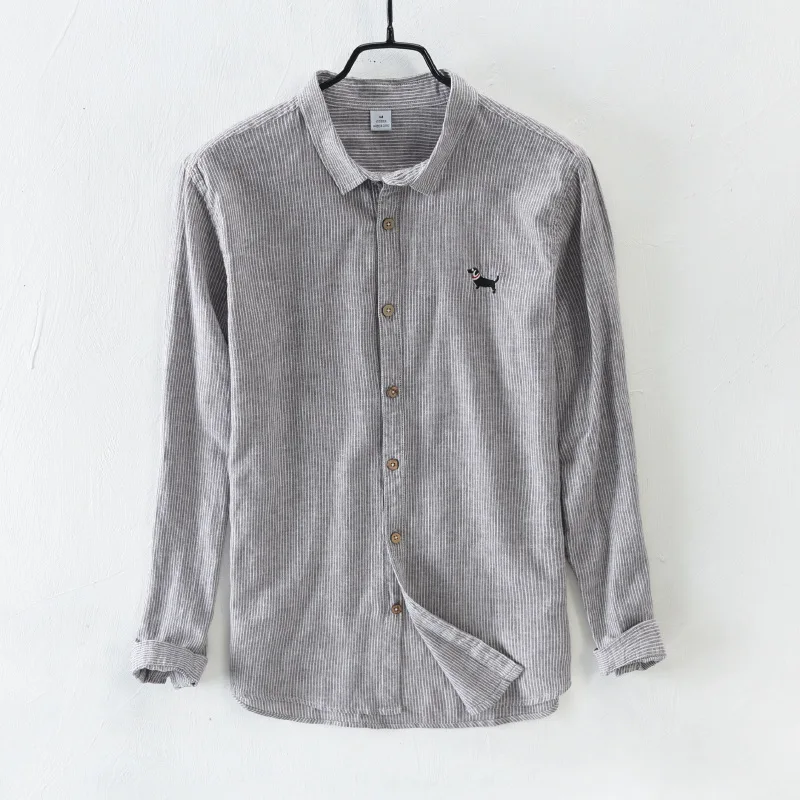 2018 Новое поступление мужская рубашка в полоску с длинным рукавом небесно голубой