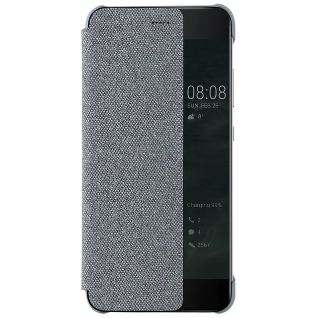 P10 Light Grey Чехол для HUAWEI P10, Официальный чехол с умным окном, кожаный флип-чехол для HUAWEI P10 Plus, бизнес P10 Plus, откидная крышка - Цвет: P10 Light Grey
