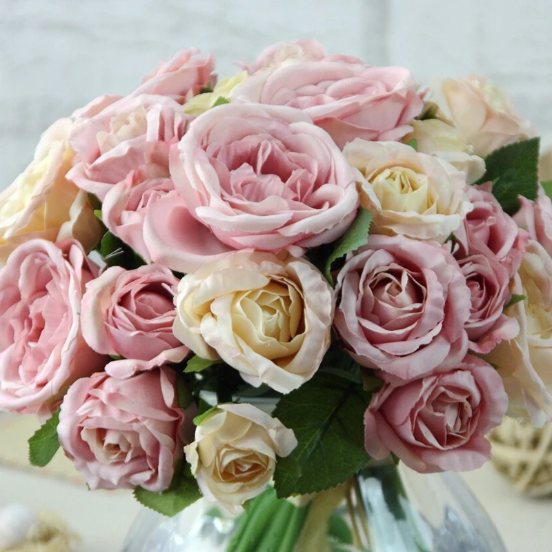 Большой букет цветов 9 шт. императорских роз Шелковый цветок искусственный для