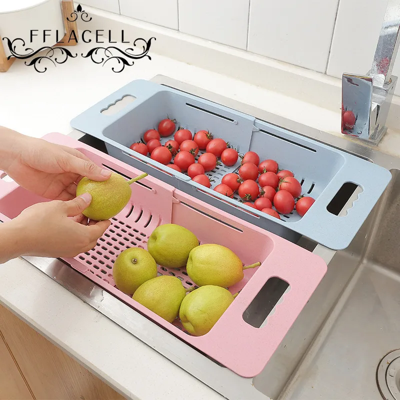 FFLACELL пластиковая кухонная раковина сливная Корзина Стойка телескопические