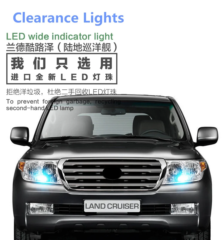2 шт. габаритные огни для Toyota Land Cruiser 05 11 широкие светодиодные передние маленькие