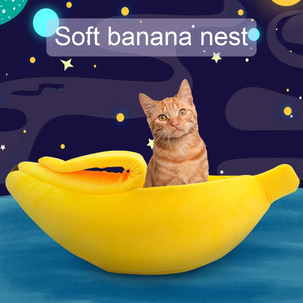 Banana Cat Bed House Cozy Cute Puppy Cushion Kennel Warm Portable Pet Basket Supplies Mat Beds for Cats Kittens | Дом и сад