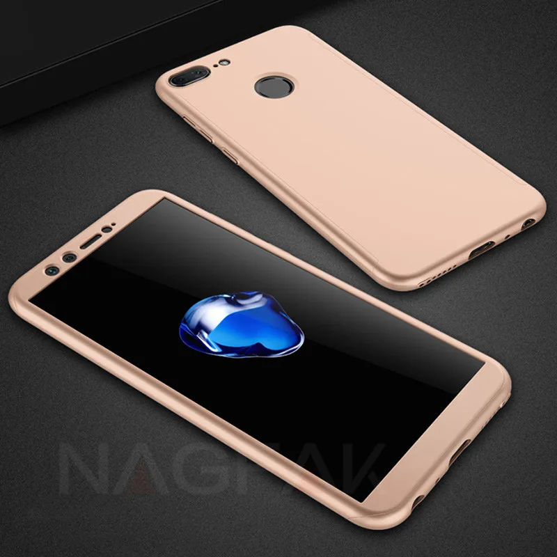 Gold Роскошный 360 Полный чехол для телефона на huawei Honor 9 9 Lite 8X Max 7A 7C Pro защитный чехол с закаленным стеклом 7A 9 Lite чехол - Цвет: Gold