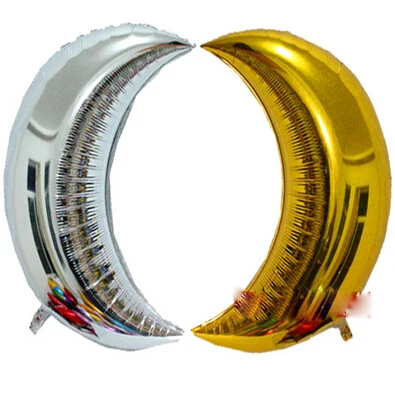 36 дюймов золотистые Серебристые шарики в форме полумесяца алюминиевой фольги