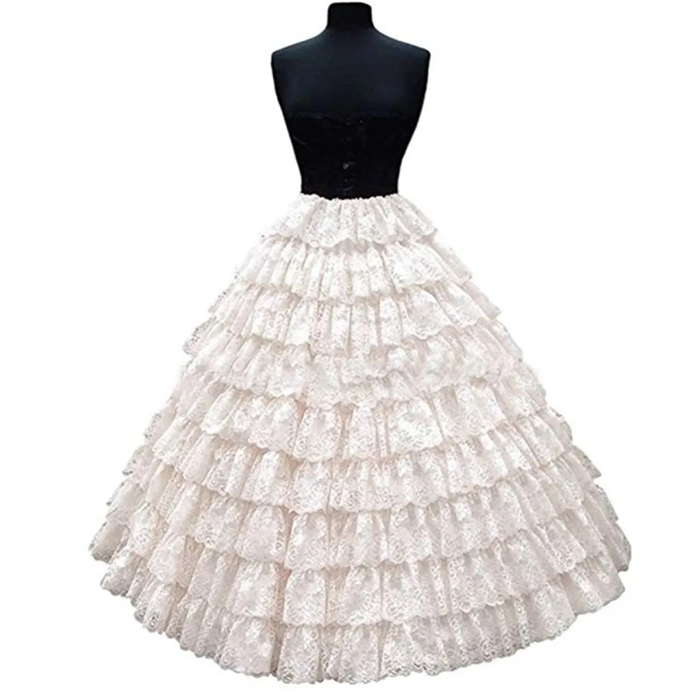 Colorful Lace Petticoat Floor Length Long Ball Gown Underskirt Without Hoop 9 Layers Women Crinoline Bridal 2019 | Свадьбы и