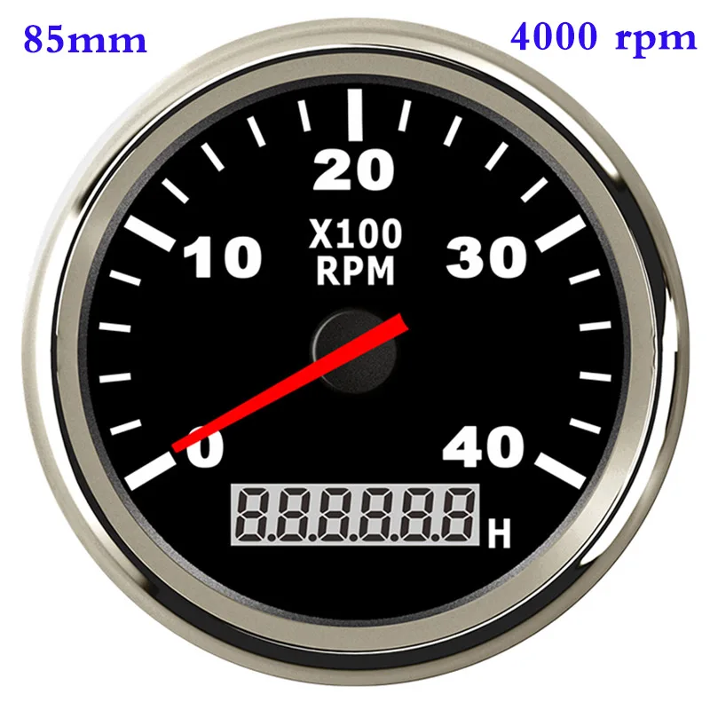 4000rpm 85mm Об/мин судовой Тахометр 6000 8000 Автомобиля Морской Тахометр измеритель с счетчик моточасов для дизельный бензиновый двигатель 12 V/24 V - Цвет: 4000rpm 85mm