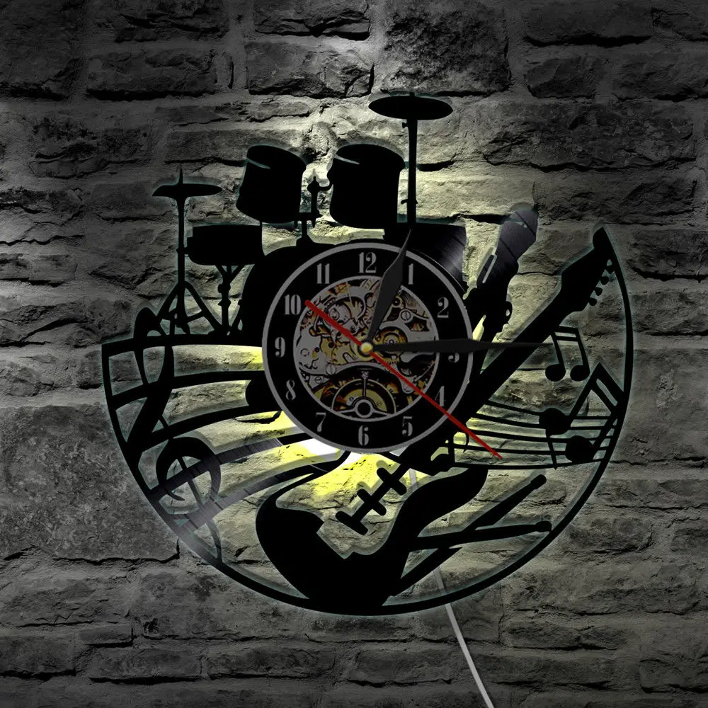 Виниловые настенные часы с Cd записью современный дизайн семь цветов меняющие