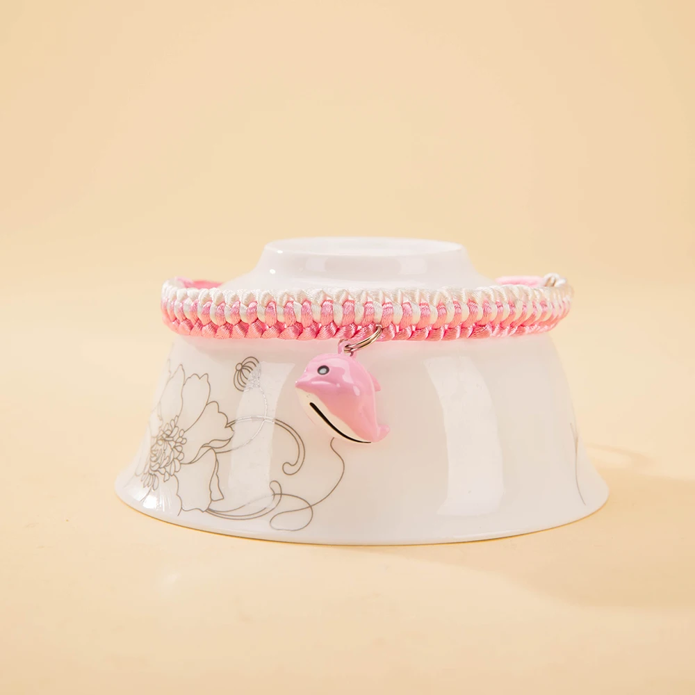 Hipidog Многоцветный Регулируемый Ручной Вязать Сплетенный Ошейник с Белл Кольцо