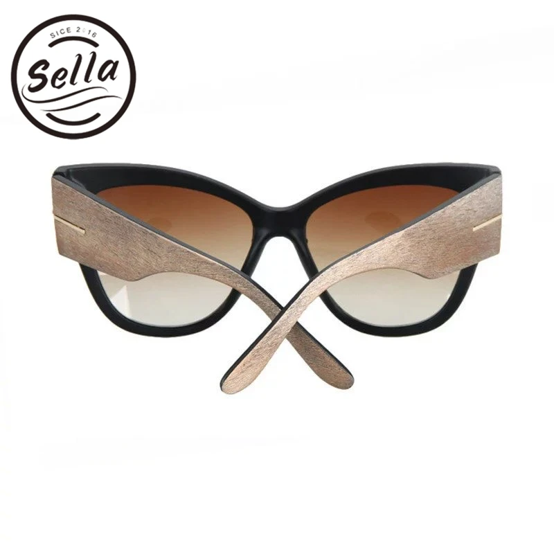 Sella винтажные негабаритные кошачий глаз солнцезащитные очки модные брендовые