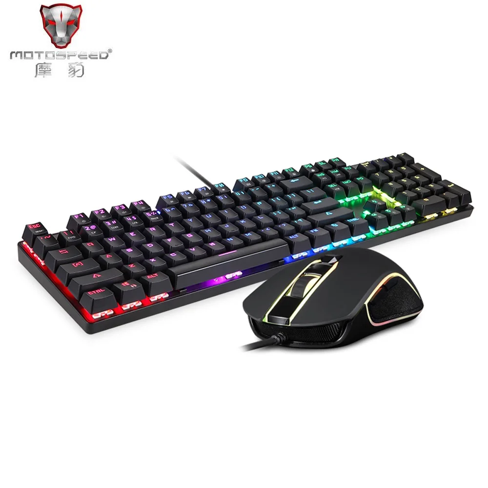 Motospeed CK888 Механическая Проводная клавиатура с USB игровой клавиатурой RGB