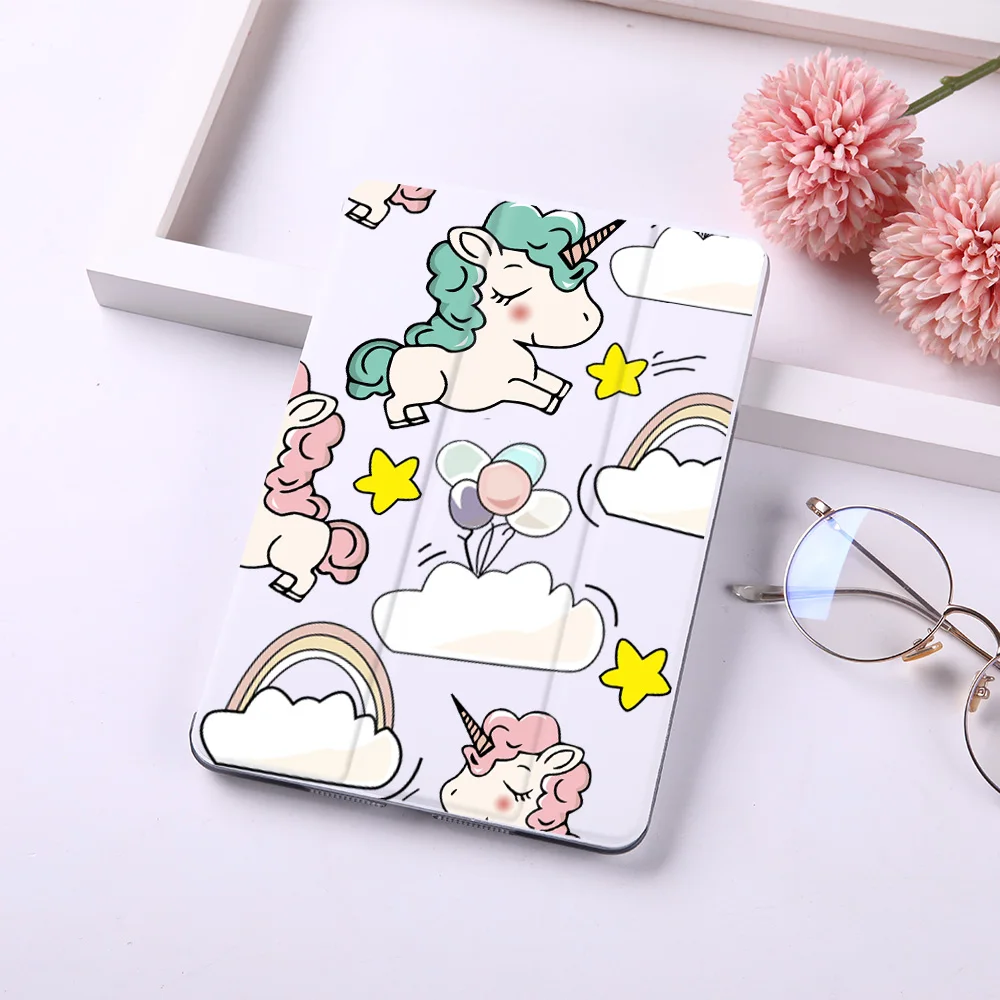 Cartoon Cute Unicorn Magnet Flip Cover For Apple iPad 9.7" Case For iPad Air 2 Mini2 PU Leather Tablet Folding Folio Case