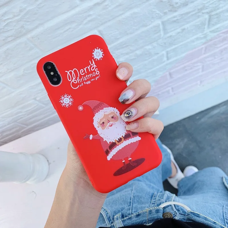Милый Рождественский чехол для iPhone 7 8 6 6S Plus X рисунок личи олень животное
