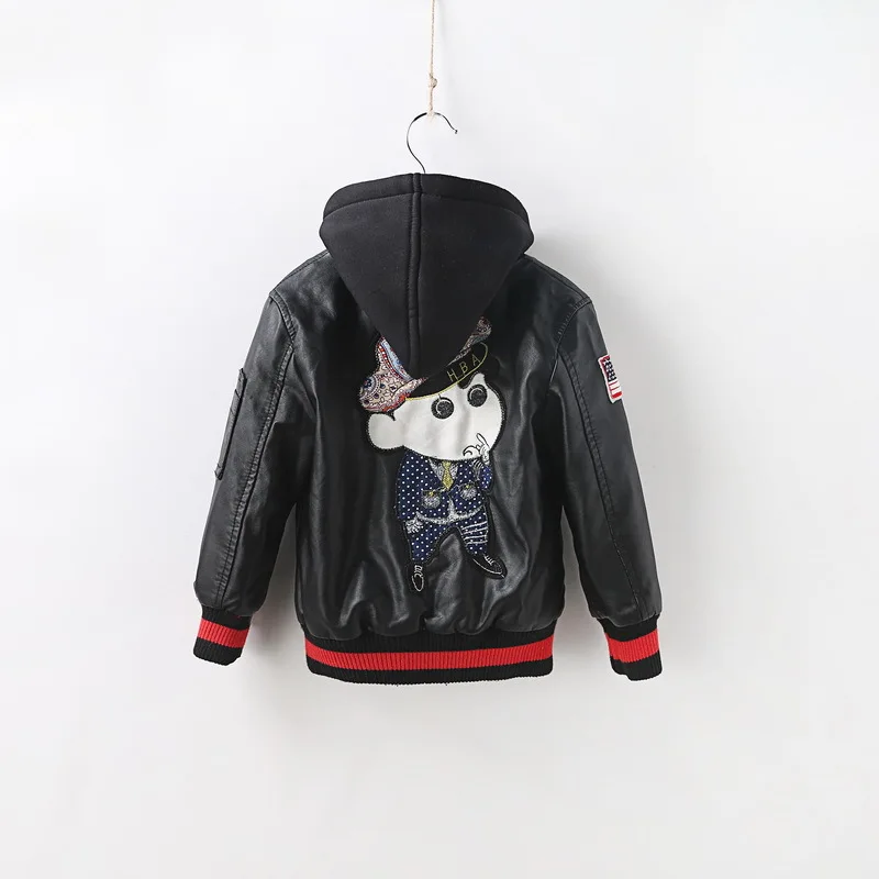 Зимняя кожаная куртка для мальчиков детская усовершенствованное пальто из