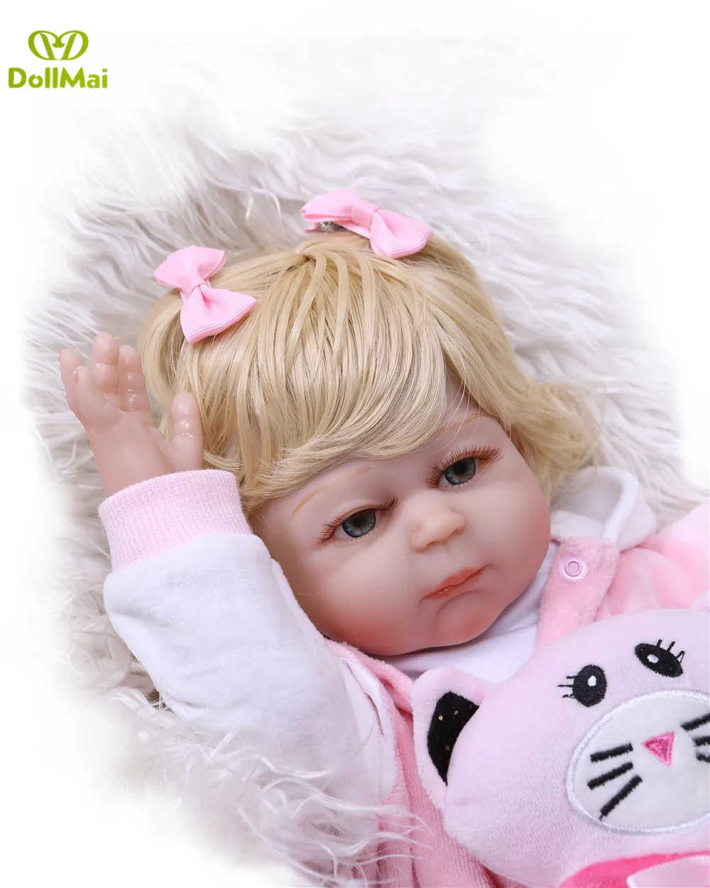 

Full vinyl silicone reborn baby girl doll 48cm newborn babie alive girl dolls with cat plush can bathe children gif bebe reborn