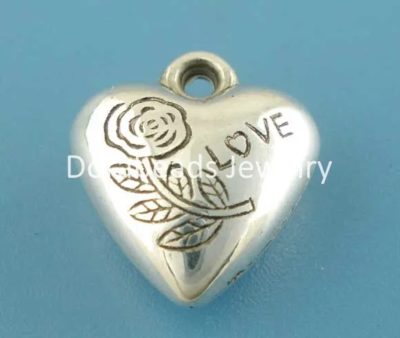 hot- 50PCs Antique Silver Valentine Love Heart Charms Pendants 13x14mm (B02945) | Украшения и аксессуары