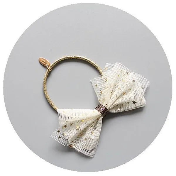 beige hair rope 12 шт./партия, модные милые сетчатые заколки для волос с сетчатым бантом, заколки для волос, блестящие заколки для волос со звездой и бантом, аксессуары для волос принцессы - Цвет: beige hair rope