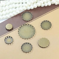 20pcs fit 10mm 12mm 14mm 20mm glass cabochon base copper material lace edge cameo cabochons base setting jewelry findings