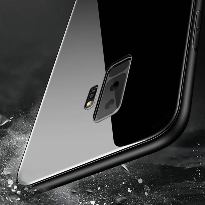 YueTuo жесткий стеклянный зеркальный чехол для samsung galaxy A7 2018 A750 A6 A6S Plus A8 A9 star A9S A8S
