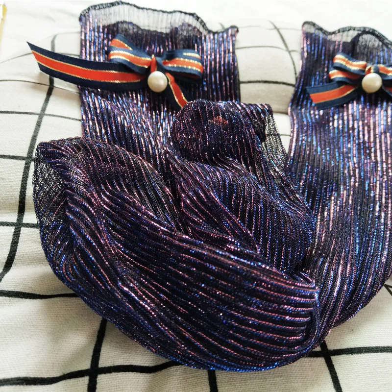 Прозрачные Серебристые шелковые яркие вертикальные носки ручной работы в сетку