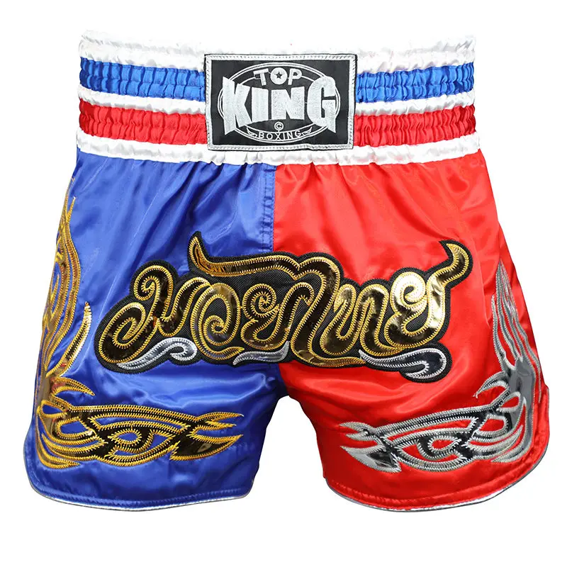 BLUE RED Топ король боксерские шорты muaythai шорты для боевых искусств токинг ММА шорты - Цвет: BLUE RED