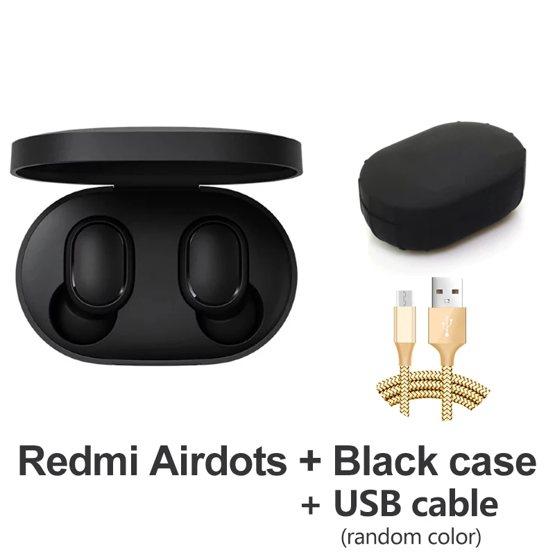 Black Case N Cable Xiaomi Redmi AirDots True Беспроводной Bluetooth 5,0 наушники DSP активного Шум отмены TWS наушники-вкладыши с микрофоном - Цвет: Black Case N Cable